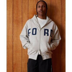 FORD x Pacsun Heavyweight Full Zip Hoodie Gray Size Medium